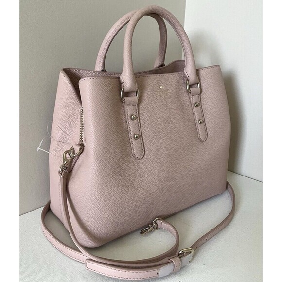 New Kate Spade Larchmont Avenue Evangelie Satchel Pebble Leather Warm Vellum - Picture 7 of 7